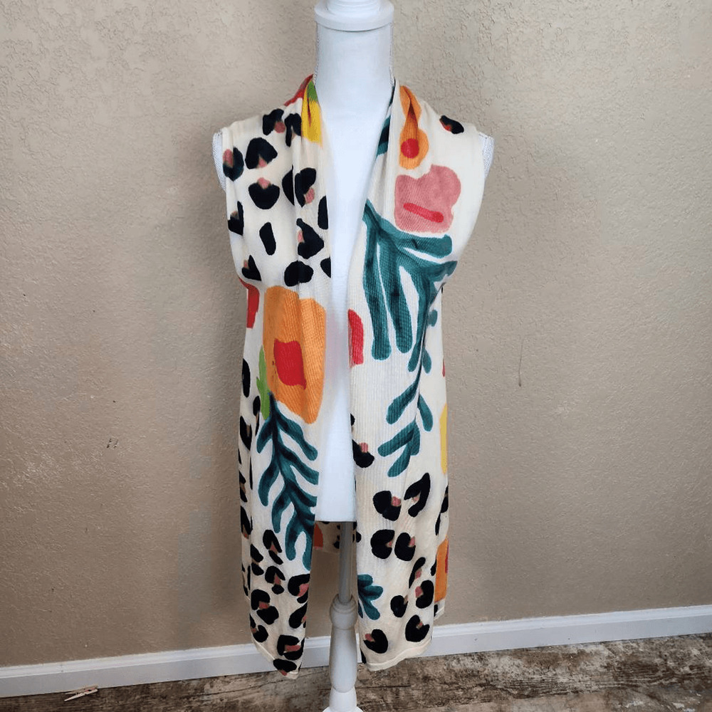 Radzoli Hand Painted Abstract Floral Long Sleeveless Sweater Medium (7163)